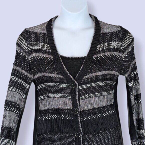Oscar de la Renta Metallic Striped Button Cardigan - Picture 3 of 9